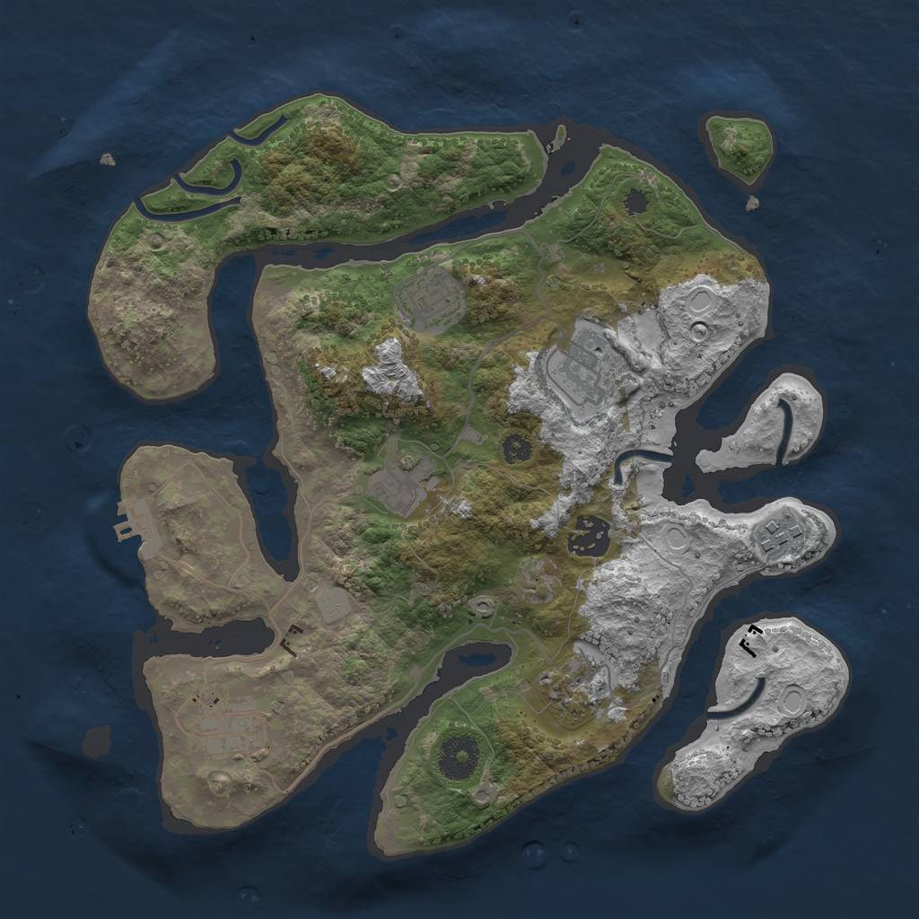 Rust Map: Procedural Map, Size: 3200, Seed: 172672553, 13 Monuments