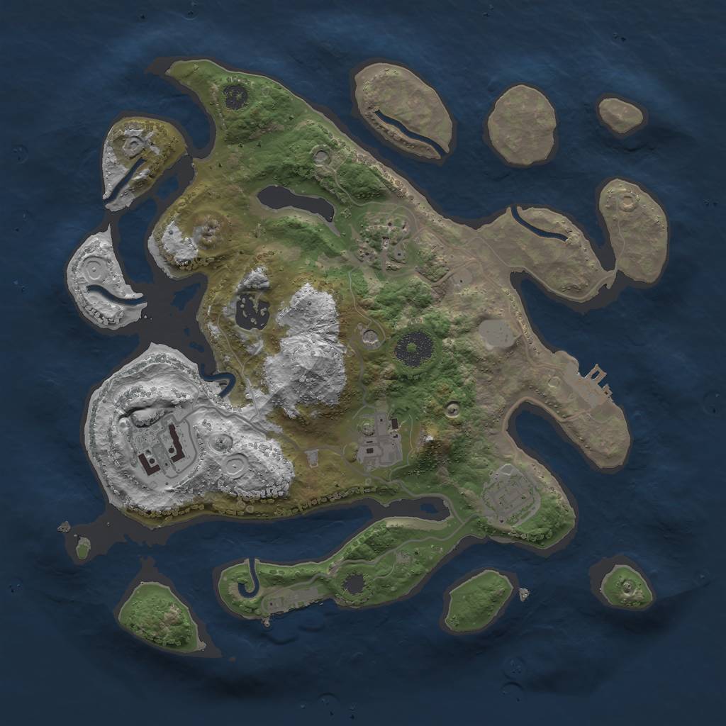 Rust Map: Procedural Map, Size: 3000, Seed: 756545, 13 Monuments