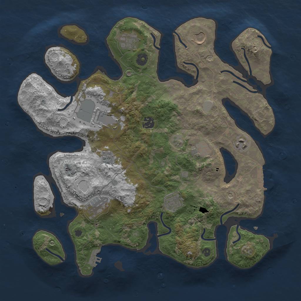 Rust Map: Procedural Map, Size: 3700, Seed: 1648430195, 17 Monuments