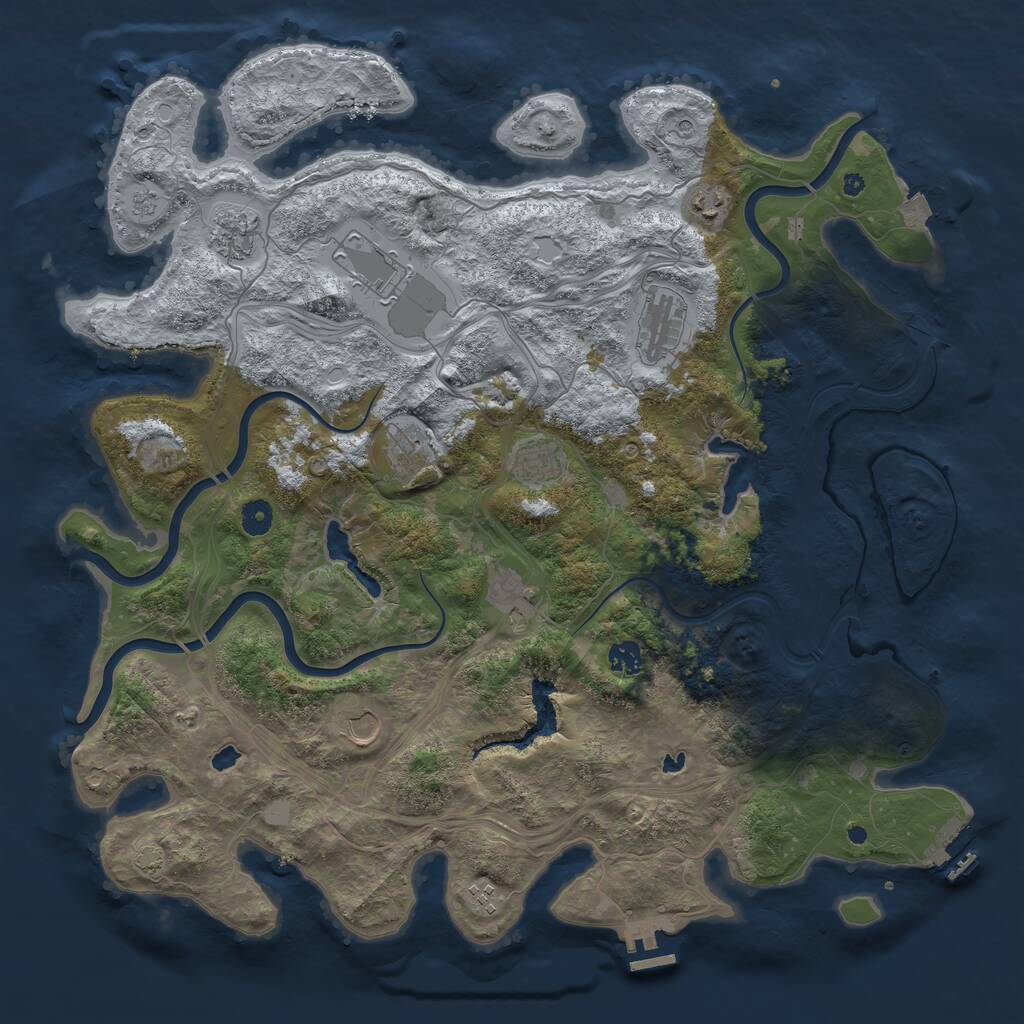 Rust Map: Procedural Map, Size: 4500, Seed: 673848215, 16 Monuments