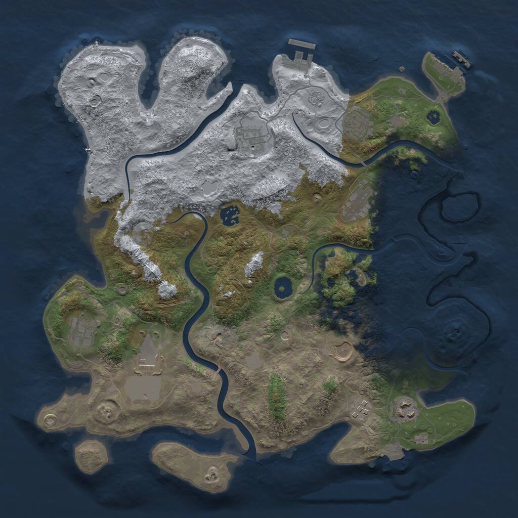 Rust Map: Procedural Map, Size: 3850, Seed: 1031505115, 15 Monuments