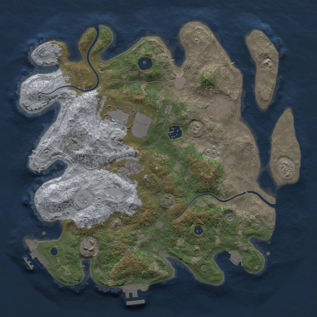 Rust Map: Procedural Map, Size: 3500, Seed: 998675975, 12 Monuments