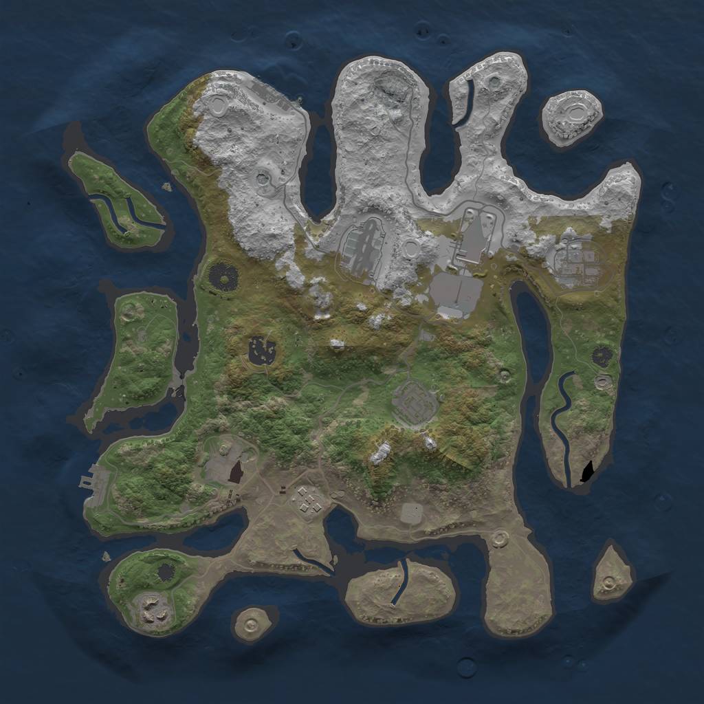 Rust Map: Procedural Map, Size: 3600, Seed: 1179668854, 16 Monuments