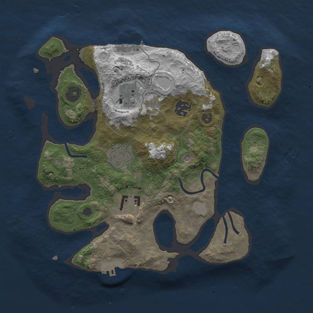 Rust Map: Procedural Map, Size: 3000, Seed: 2147239777, 12 Monuments