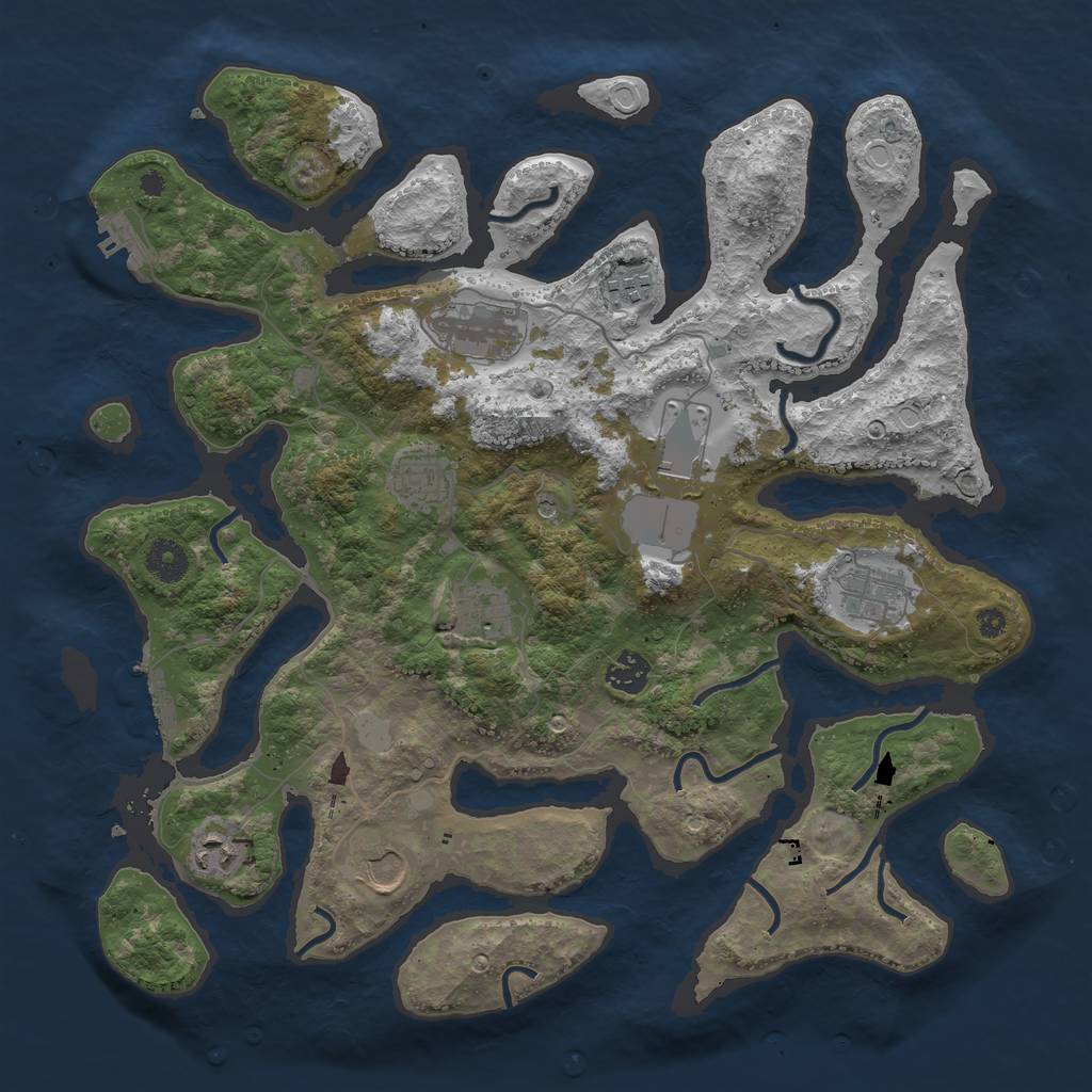 Rust Map: Procedural Map, Size: 3850, Seed: 1180996122, 17 Monuments