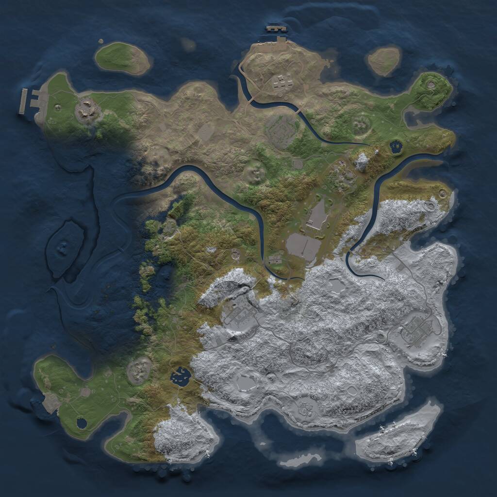 Rust Map: Procedural Map, Size: 3900, Seed: 3258, 14 Monuments