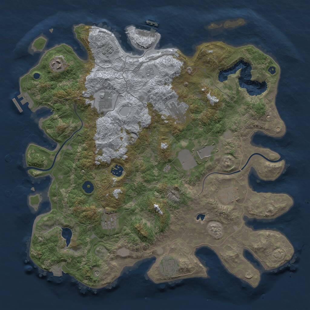 Rust Map: Procedural Map, Size: 4000, Seed: 12345050, 15 Monuments