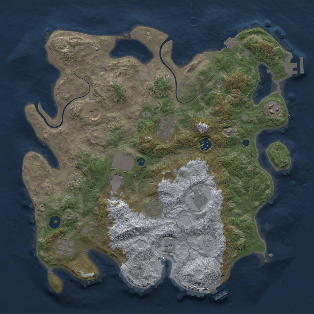 Rust Map: Procedural Map, Size: 3850, Seed: 1189317774, 16 Monuments