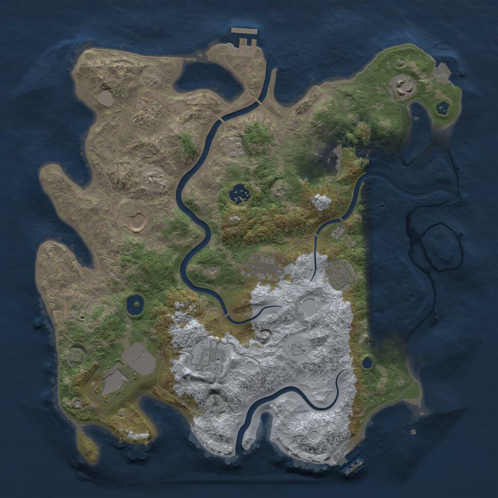 Rust Map: Procedural Map, Size: 3850, Seed: 1189317774, 16 Monuments