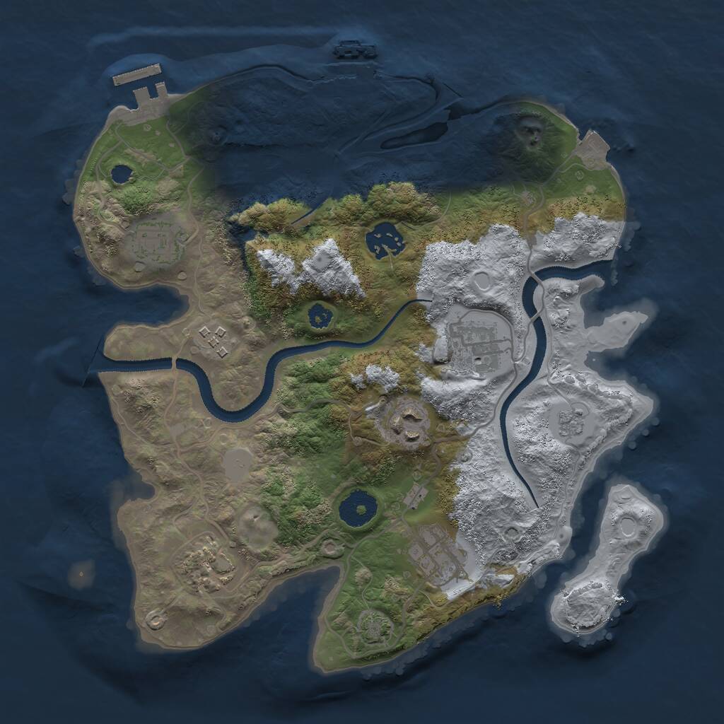Rust Map: Procedural Map, Size: 3000, Seed: 172672553, 12 Monuments