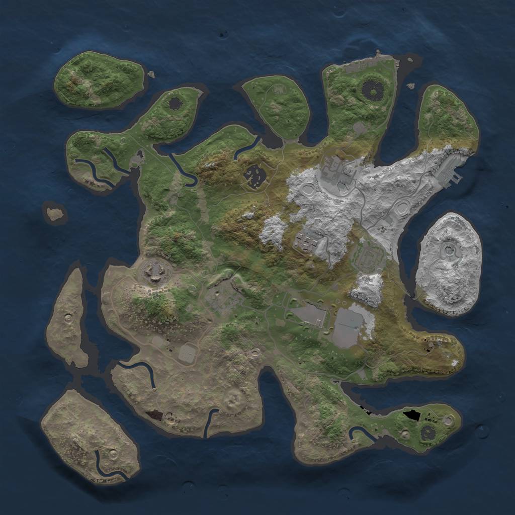 Rust Map: Procedural Map, Size: 3500, Seed: 54597958, 15 Monuments
