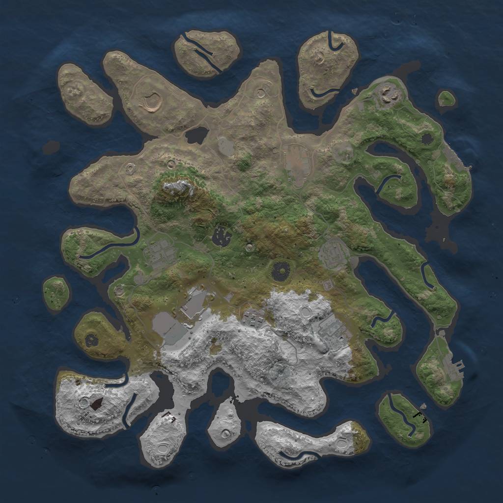 Rust Map: Procedural Map, Size: 3875, Seed: 938105759, 17 Monuments
