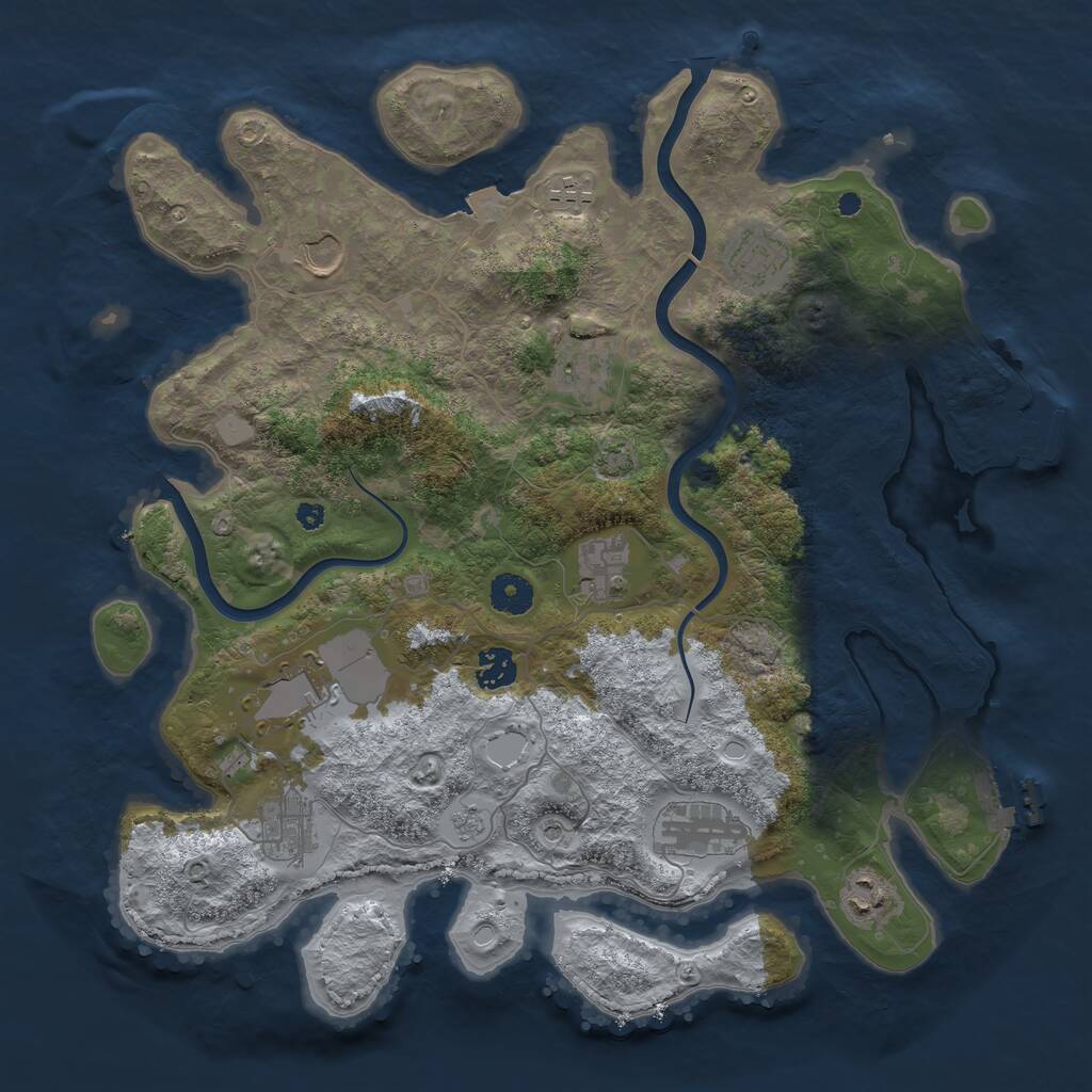 Rust Map: Procedural Map, Size: 3875, Seed: 938105759, 16 Monuments