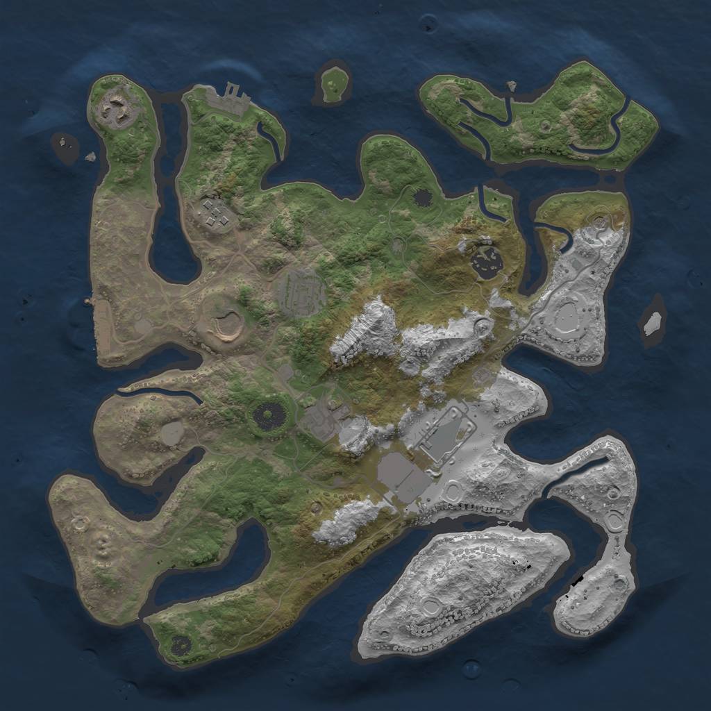 Rust Map: Procedural Map, Size: 3500, Seed: 16628014, 15 Monuments