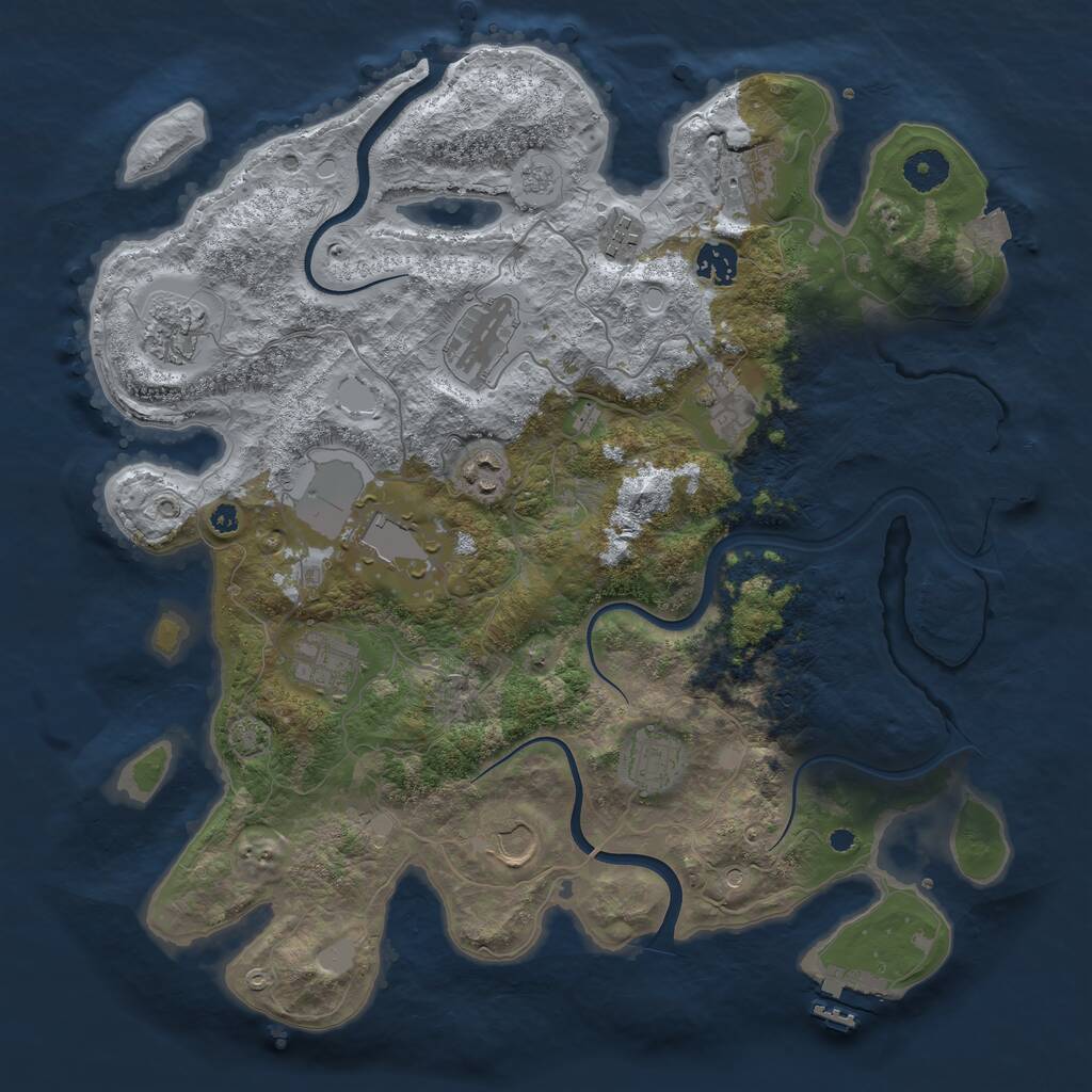 Rust Map: Procedural Map, Size: 3850, Seed: 1335694571, 17 Monuments