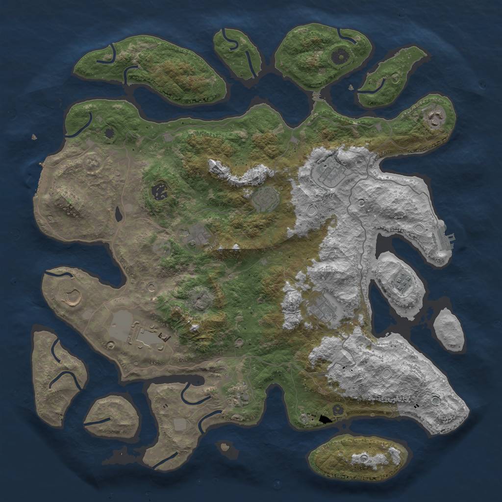 Rust Map: Procedural Map, Size: 4500, Seed: 3325, 18 Monuments