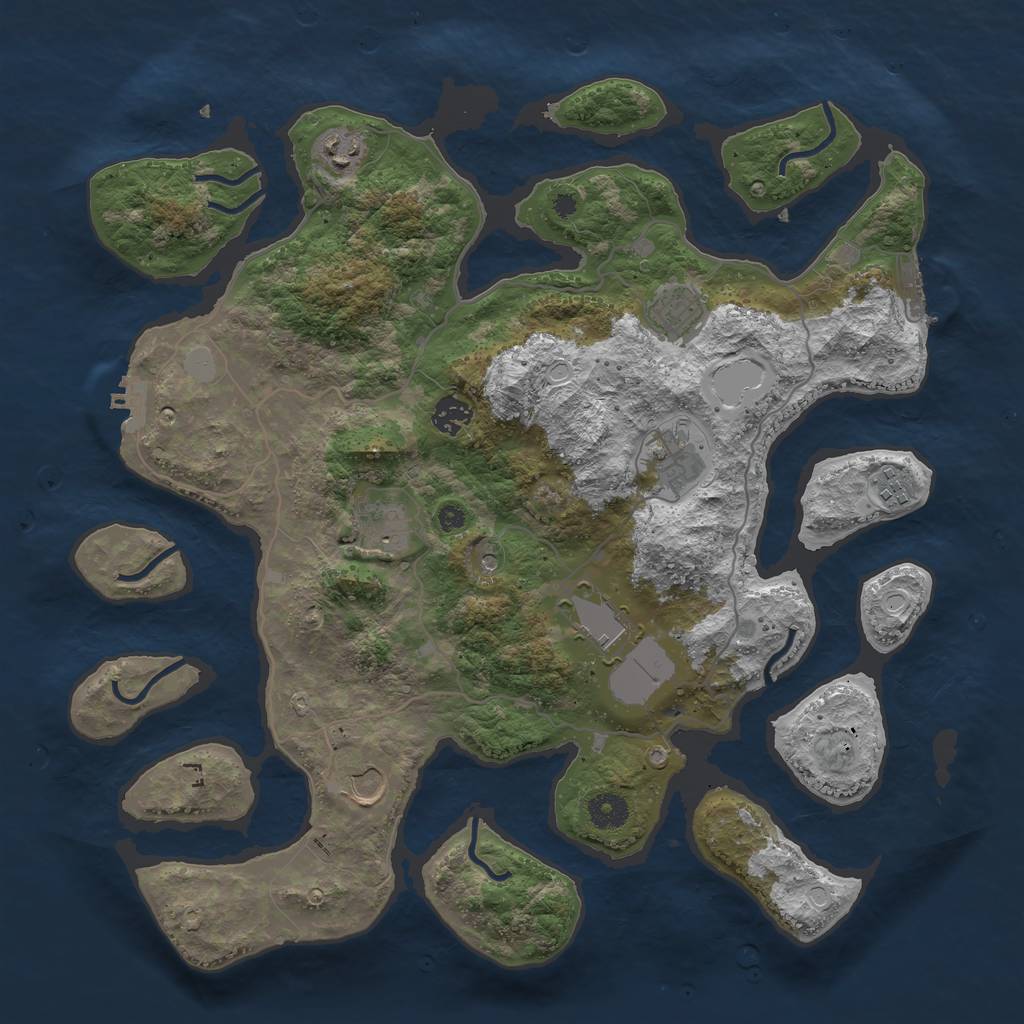 Rust Map: Procedural Map, Size: 4000, Seed: 520973, 16 Monuments