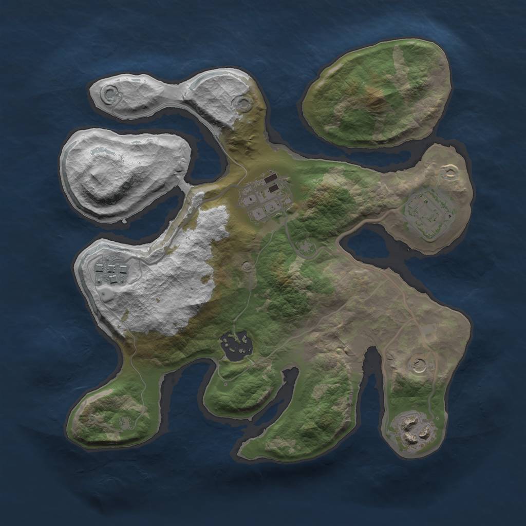 Rust Map: Barren, Size: 2500, Seed: 16127, 8 Monuments