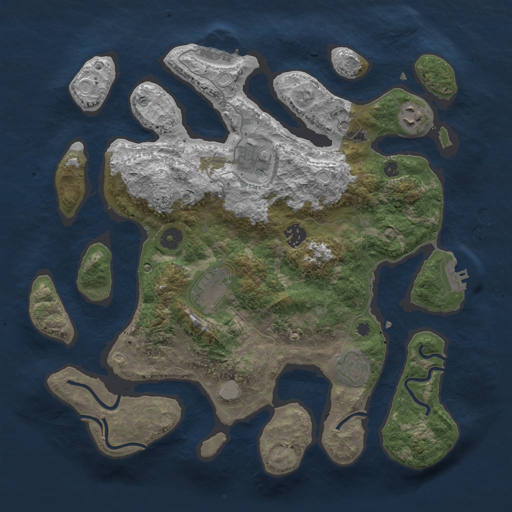 Rust Map: Procedural Map, Size: 3500, Seed: 835, 13 Monuments