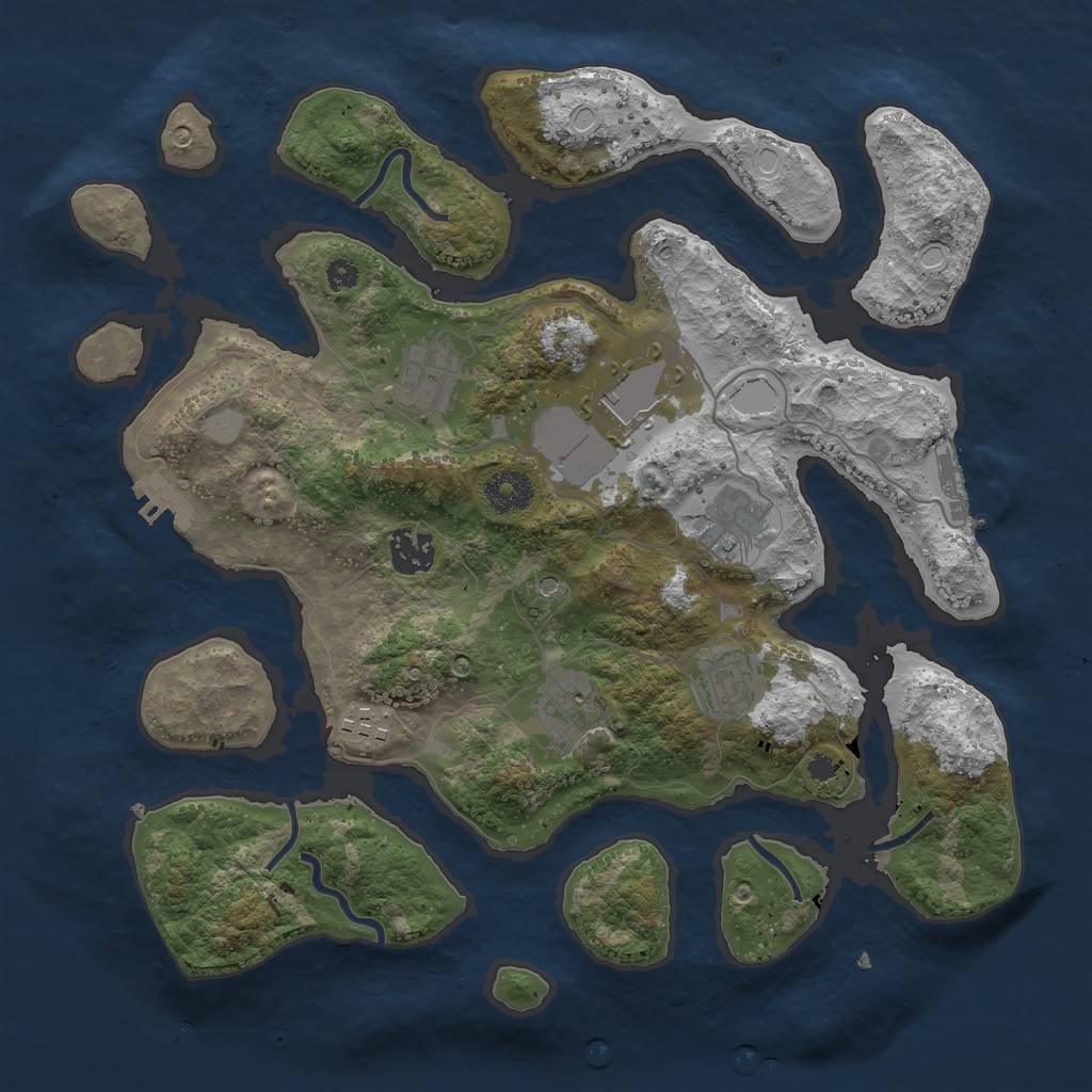 Rust Map: Procedural Map, Size: 3500, Seed: 1893823726, 15 Monuments