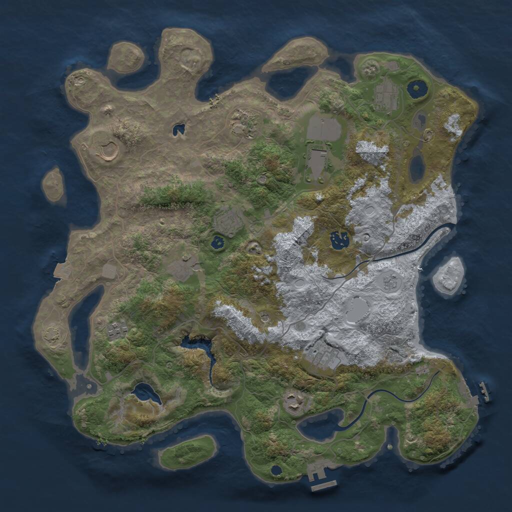 Rust Map: Procedural Map, Size: 4000, Seed: 115328474, 16 Monuments