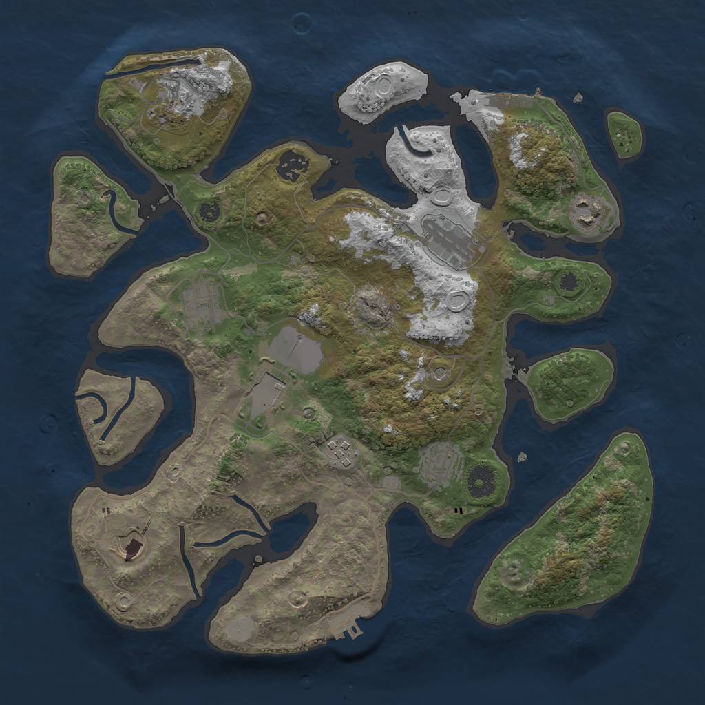 Rust Map: Procedural Map, Size: 3500, Seed: 1620677025, 17 Monuments