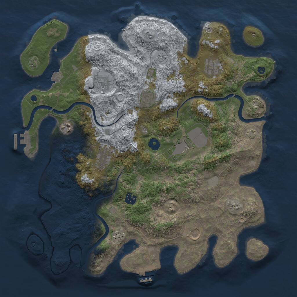 Rust Map: Procedural Map, Size: 3850, Seed: 439549341, 15 Monuments