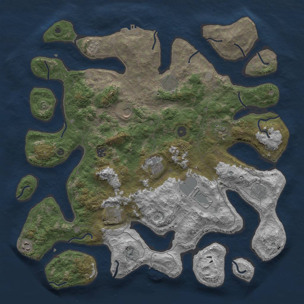 Rust Map: Procedural Map, Size: 4500, Seed: 21249, 18 Monuments