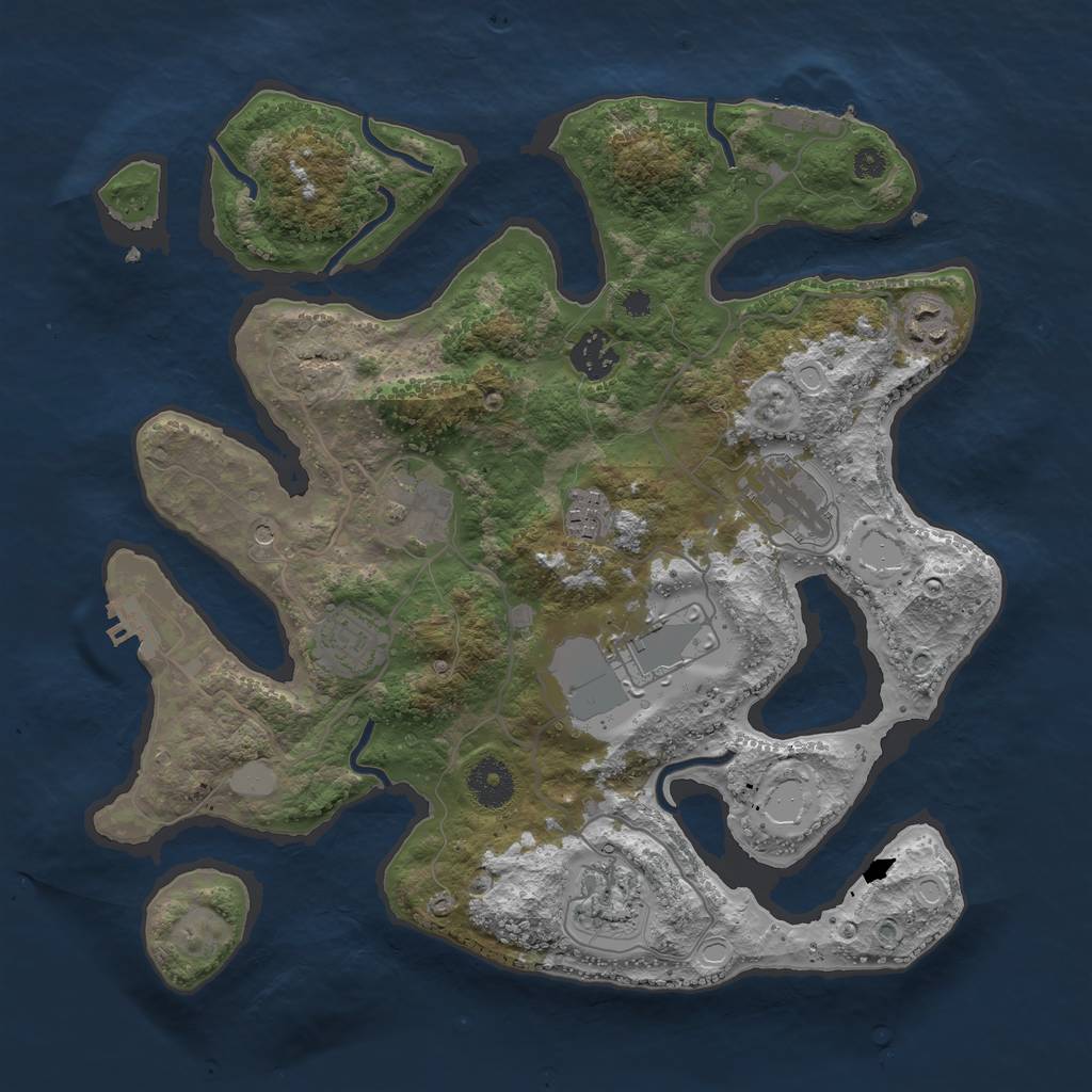 Rust Map: Procedural Map, Size: 3500, Seed: 1132, 16 Monuments