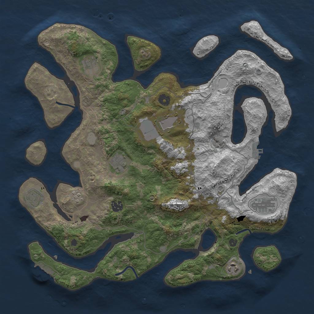 Rust Map: Procedural Map, Size: 4000, Seed: 174872800, 16 Monuments