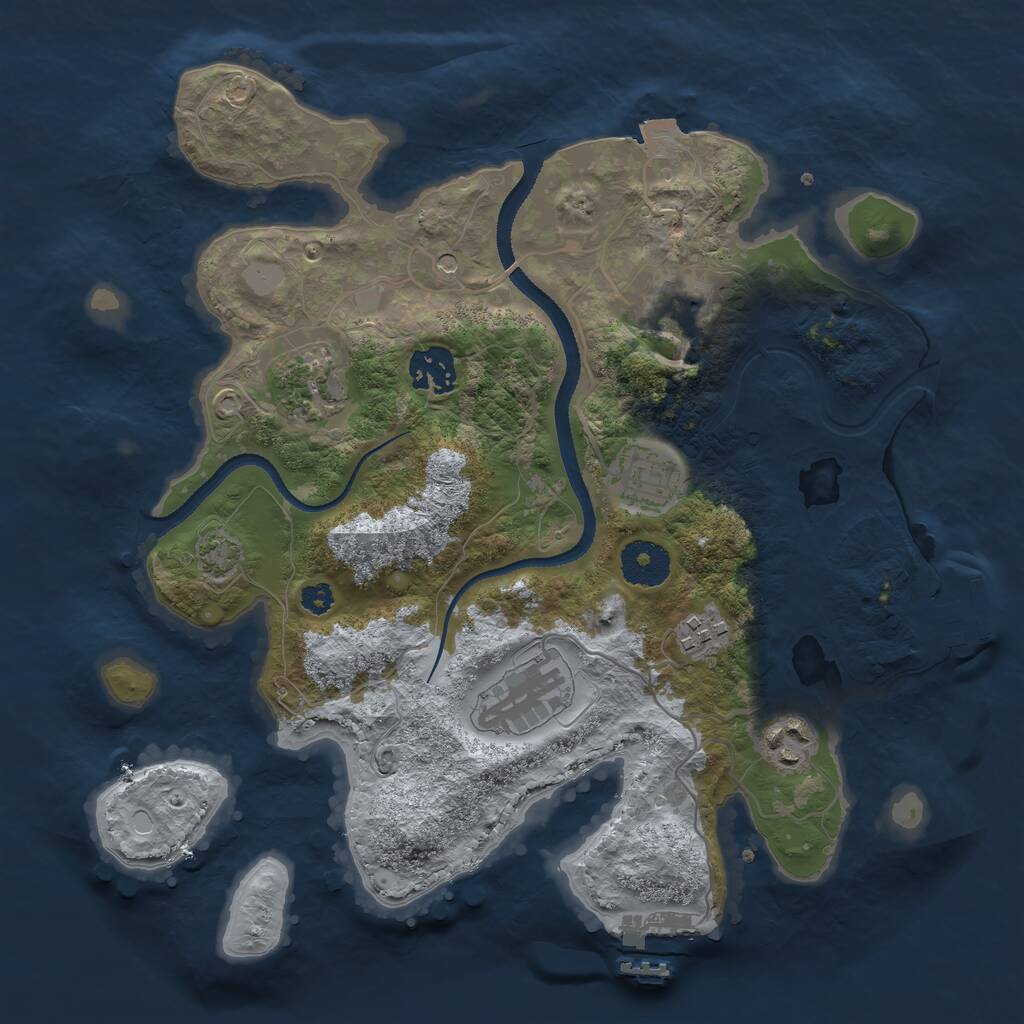 Rust Map: Procedural Map, Size: 3200, Seed: 1025000244, 12 Monuments