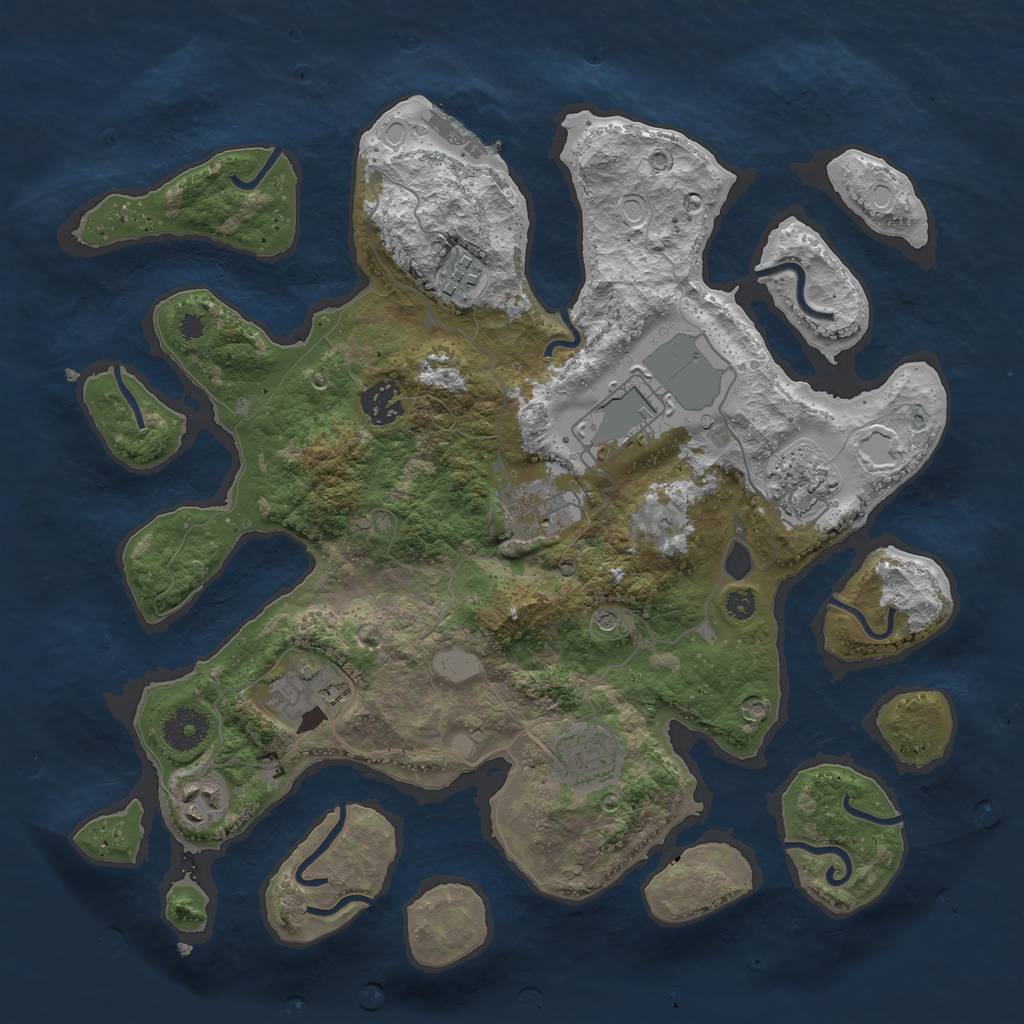 Rust Map: Procedural Map, Size: 3550, Seed: 13848, 15 Monuments