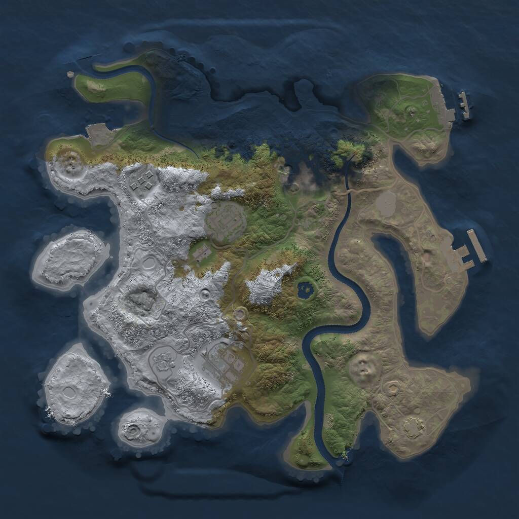 Rust Map: Procedural Map, Size: 3000, Seed: 223423434, 9 Monuments