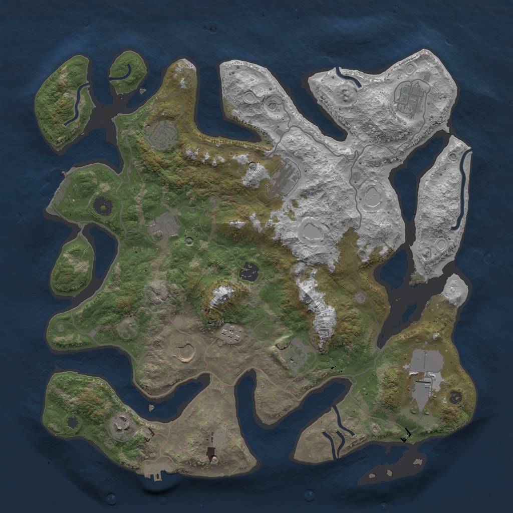 Rust Map: Procedural Map, Size: 4050, Seed: 147178371, 18 Monuments