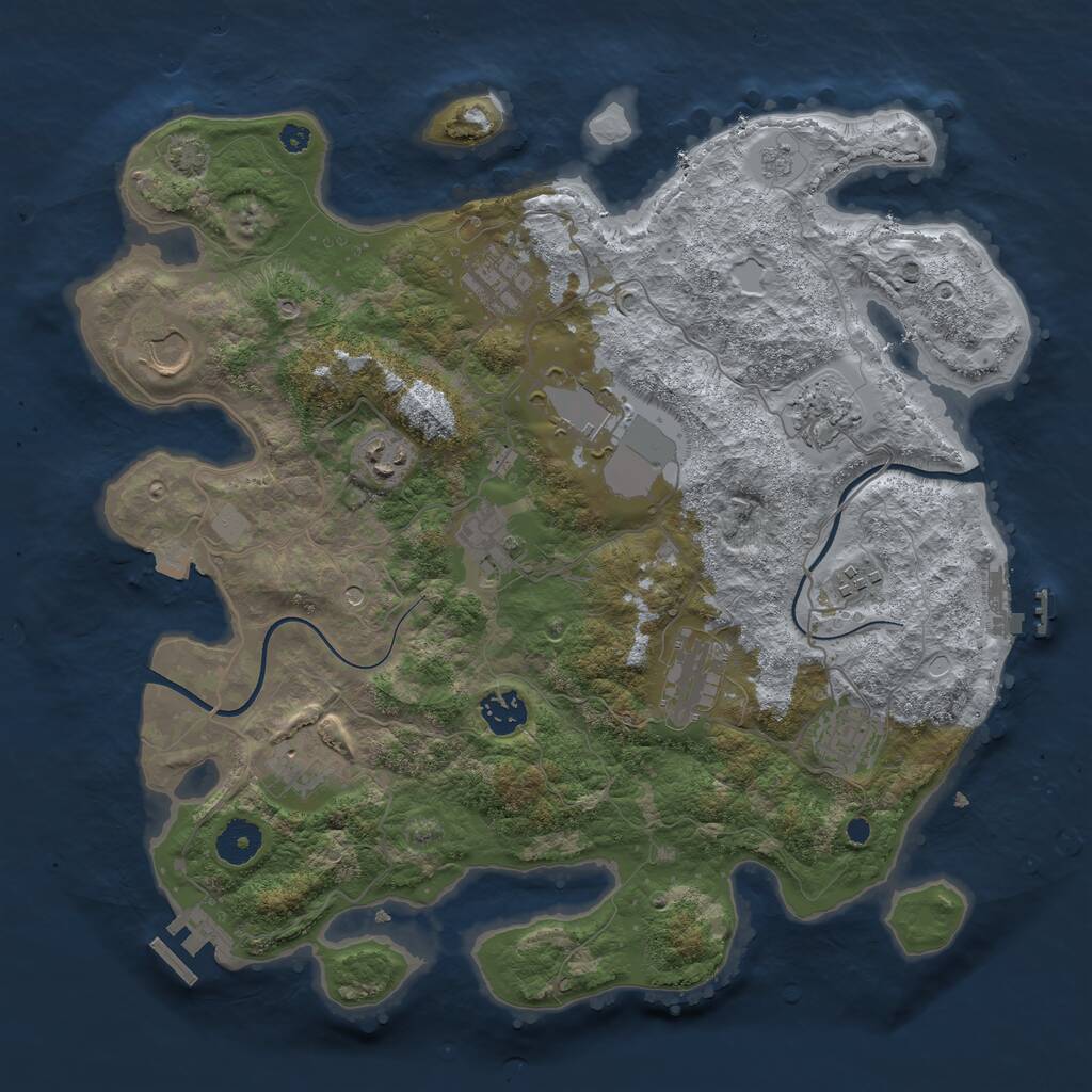 Rust Map: Procedural Map, Size: 3700, Seed: 1429273463, 17 Monuments