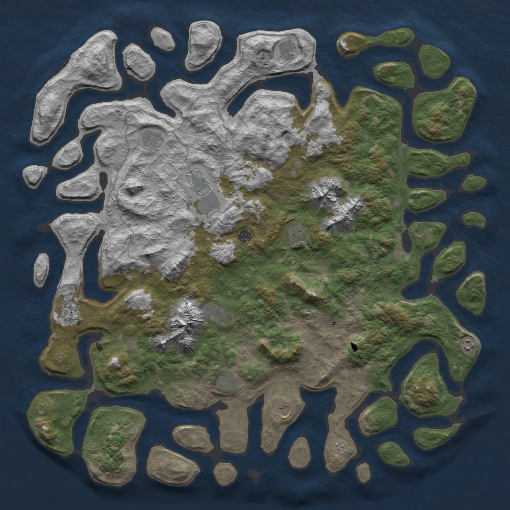 Rust Map: Barren, Size: 6000, Seed: 3121254, 14 Monuments