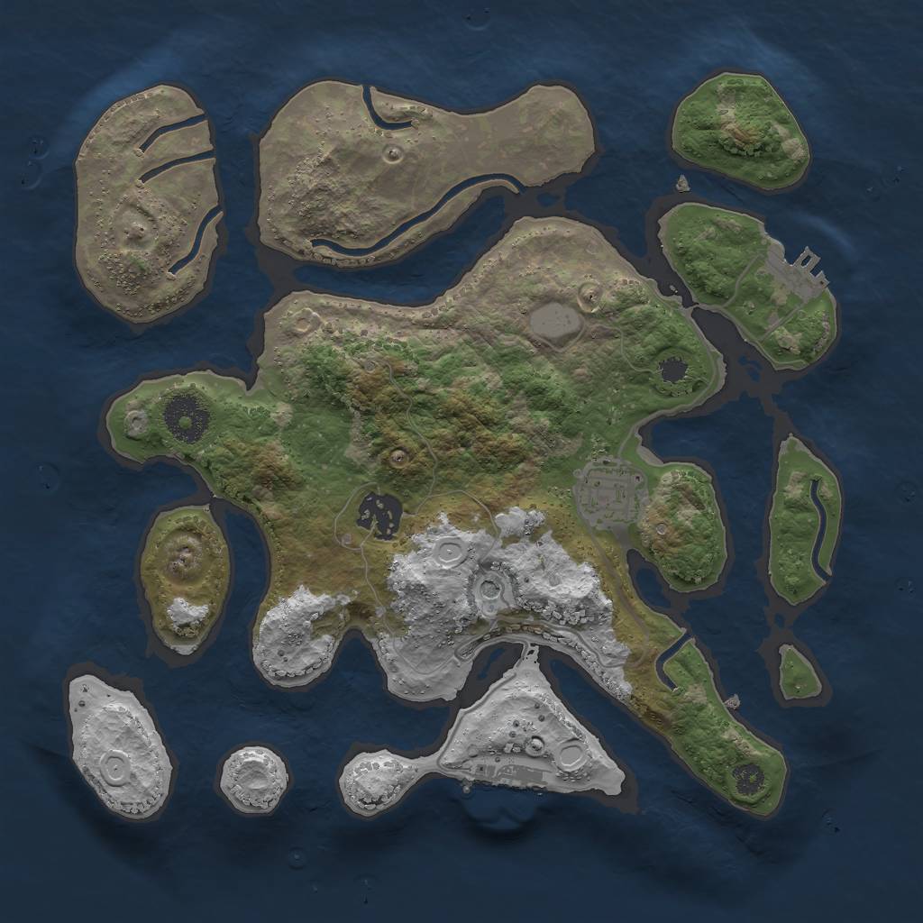 Rust Map: Procedural Map, Size: 3000, Seed: 610252791, 10 Monuments