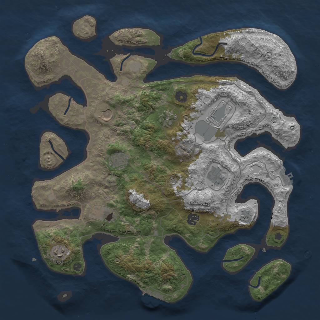 Rust Map: Procedural Map, Size: 4000, Seed: 2138679368, 17 Monuments