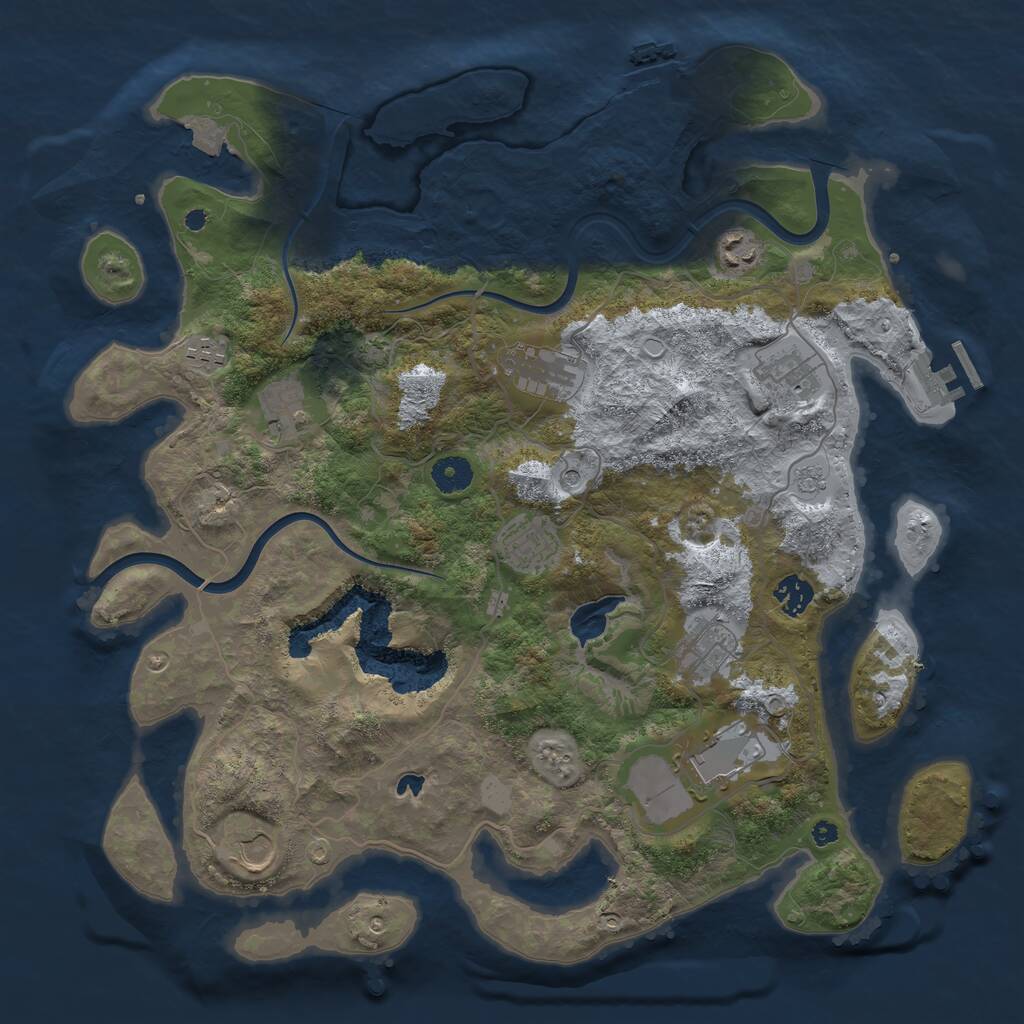 Rust Map: Procedural Map, Size: 4000, Seed: 74849733, 16 Monuments