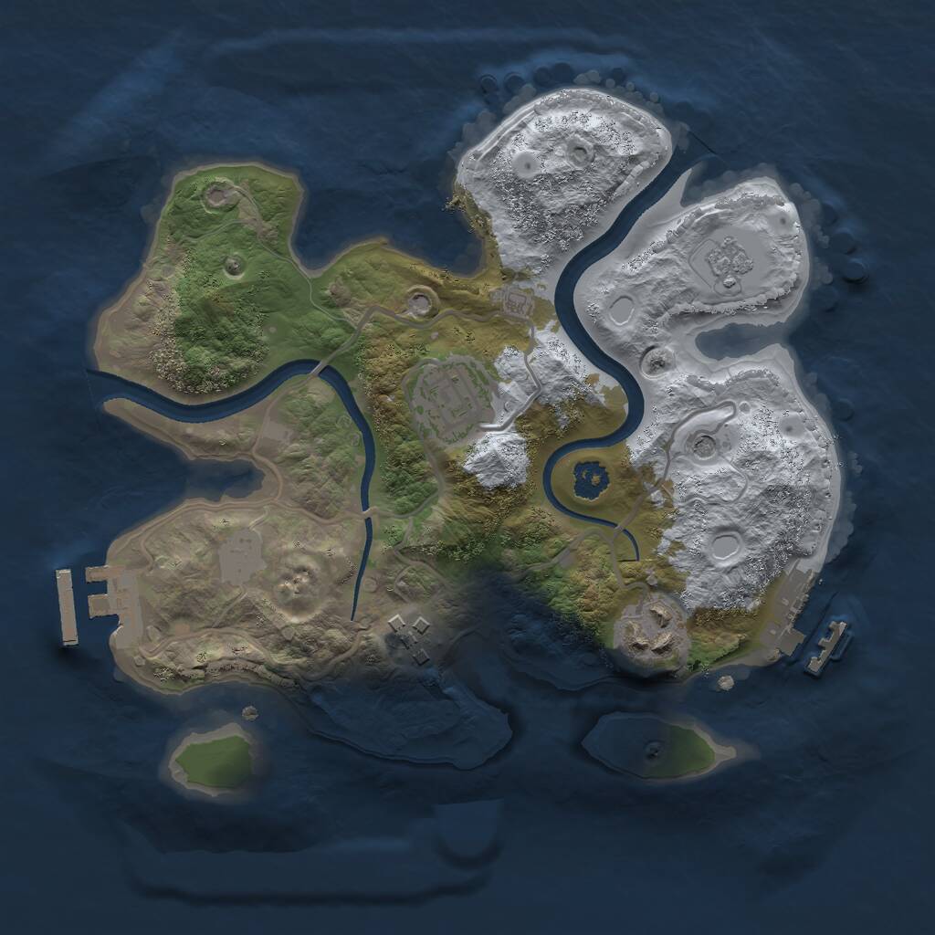 Rust Map: Procedural Map, Size: 2498, Seed: 1234567890, 8 Monuments