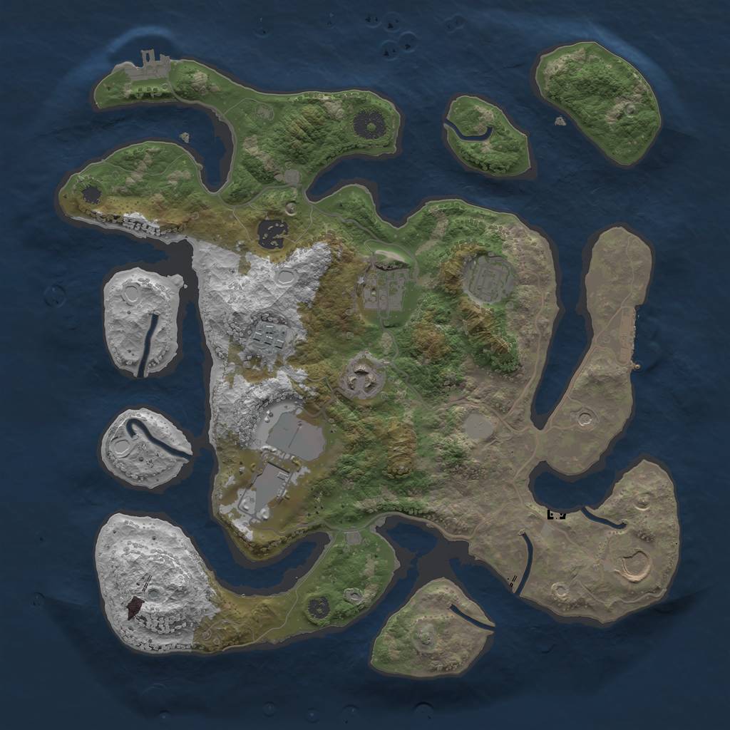 Rust Map: Procedural Map, Size: 3500, Seed: 988263124, 15 Monuments