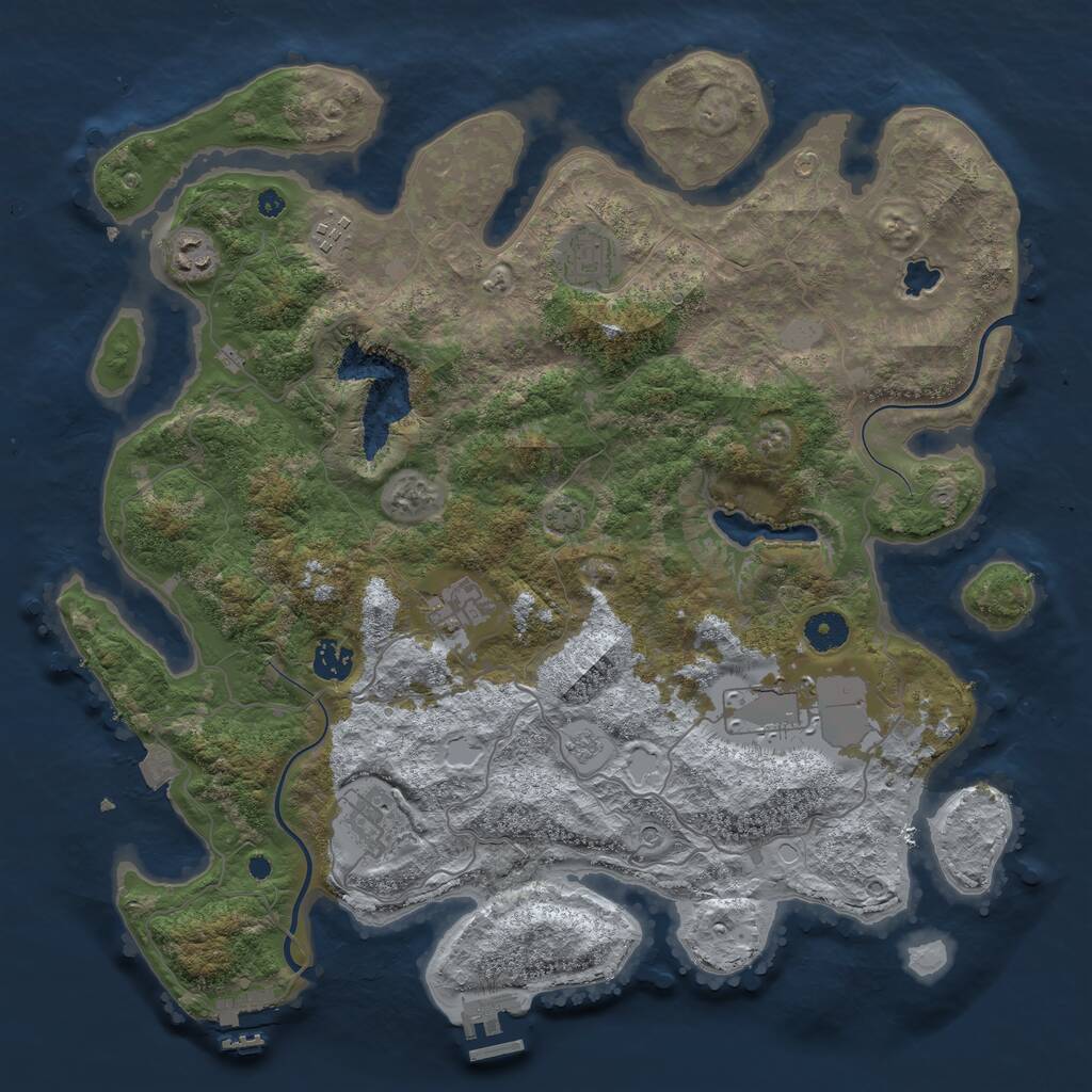 Rust Map: Procedural Map, Size: 4000, Seed: 46846, 13 Monuments