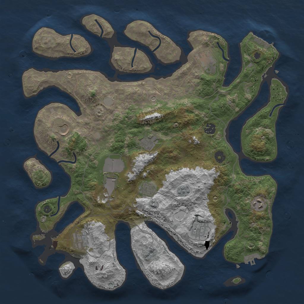 Rust Map: Procedural Map, Size: 4000, Seed: 72264627, 18 Monuments
