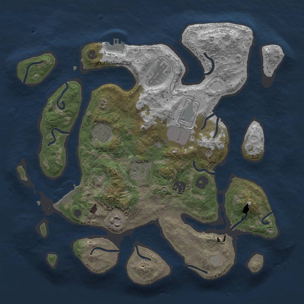 Rust Map: Procedural Map, Size: 3500, Seed: 1784316189, 14 Monuments