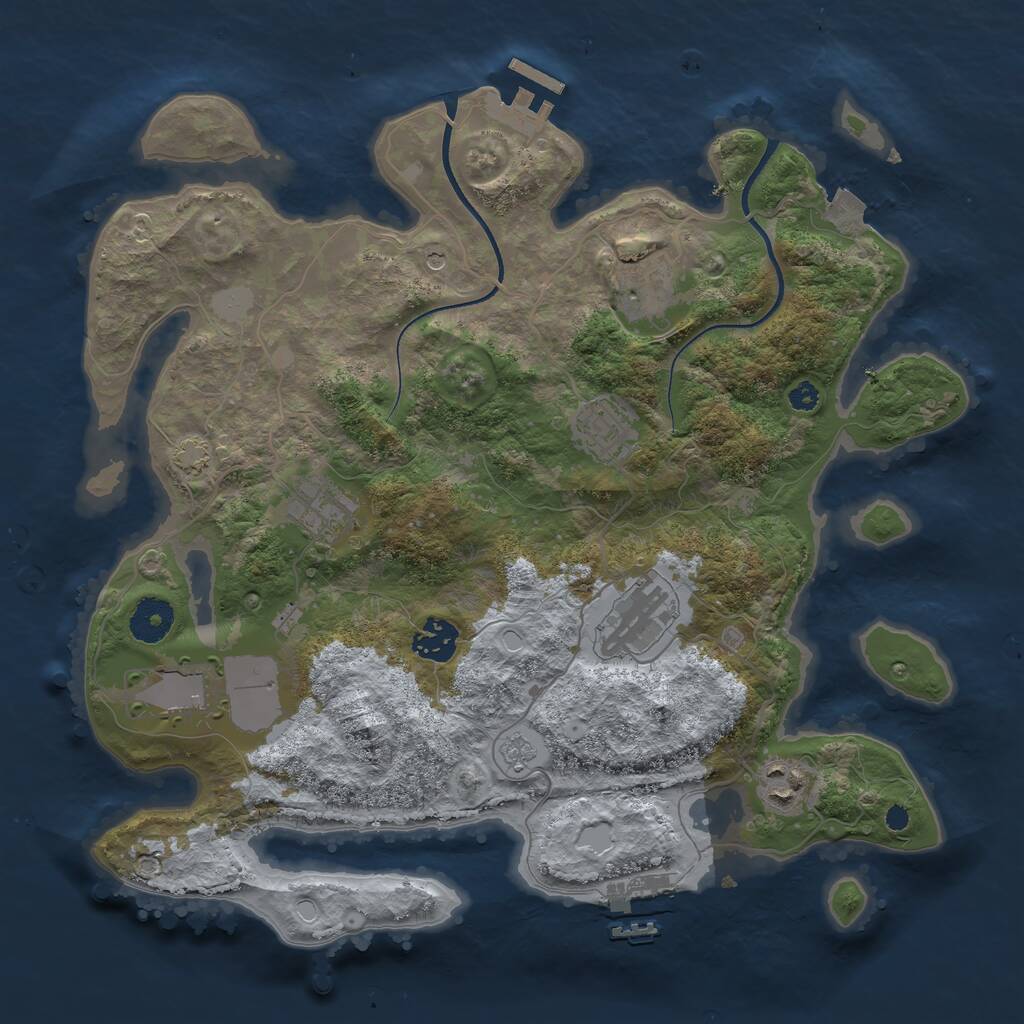 Rust Map: Procedural Map, Size: 3500, Seed: 425894, 13 Monuments