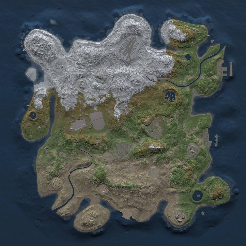 Rust Map: Procedural Map, Size: 3500, Seed: 1227, 13 Monuments