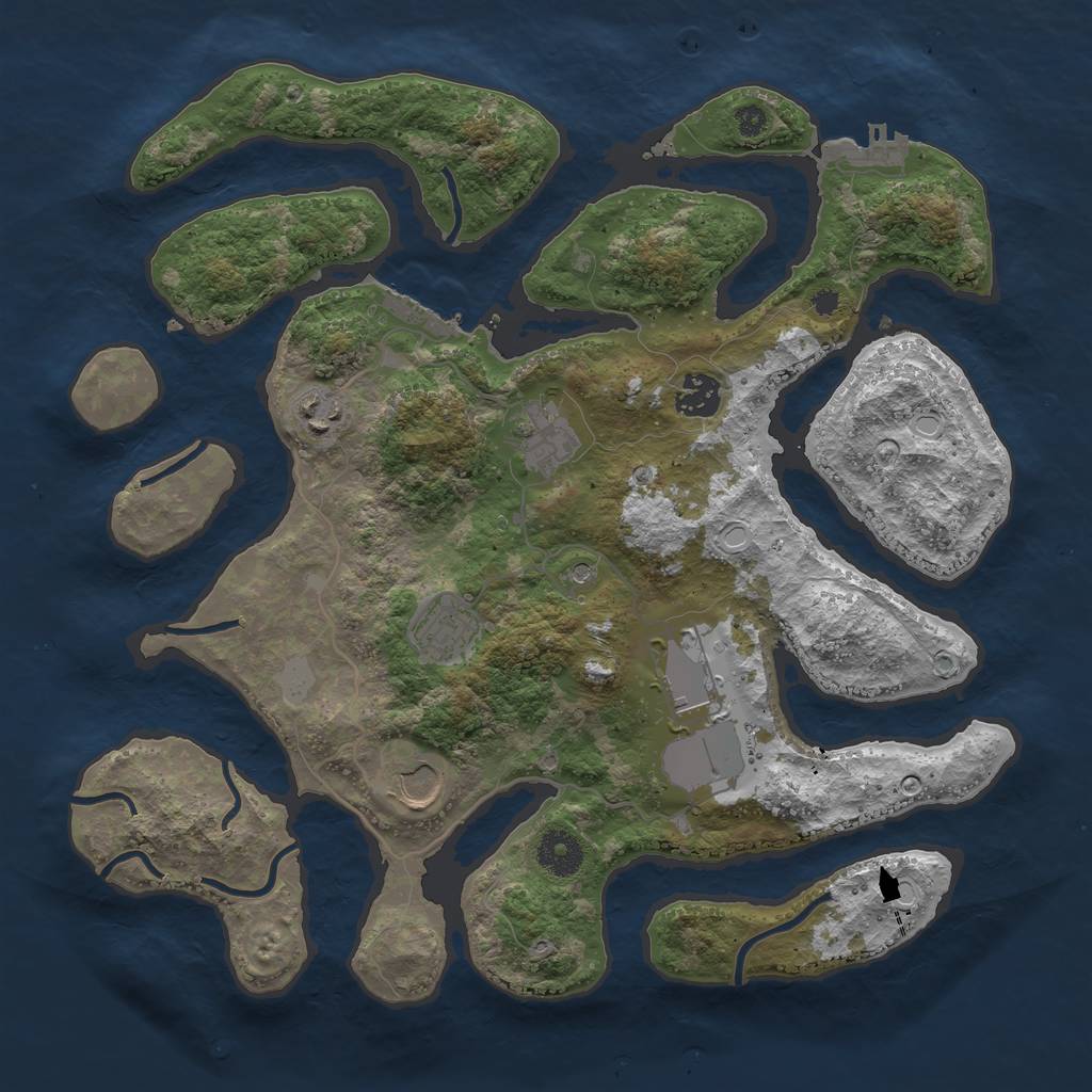 Rust Map: Procedural Map, Size: 3600, Seed: 654, 14 Monuments