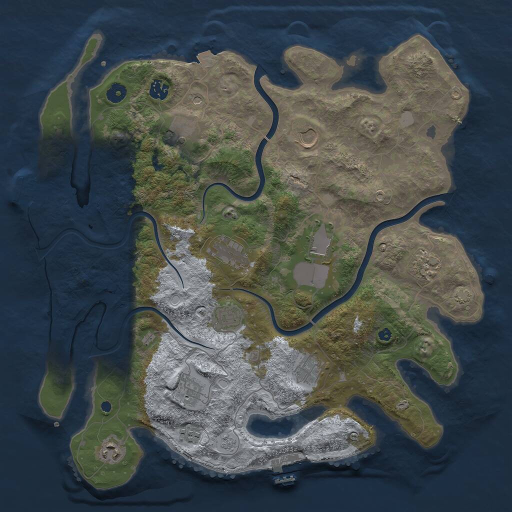 Rust Map: Procedural Map, Size: 3950, Seed: 752837126, 17 Monuments