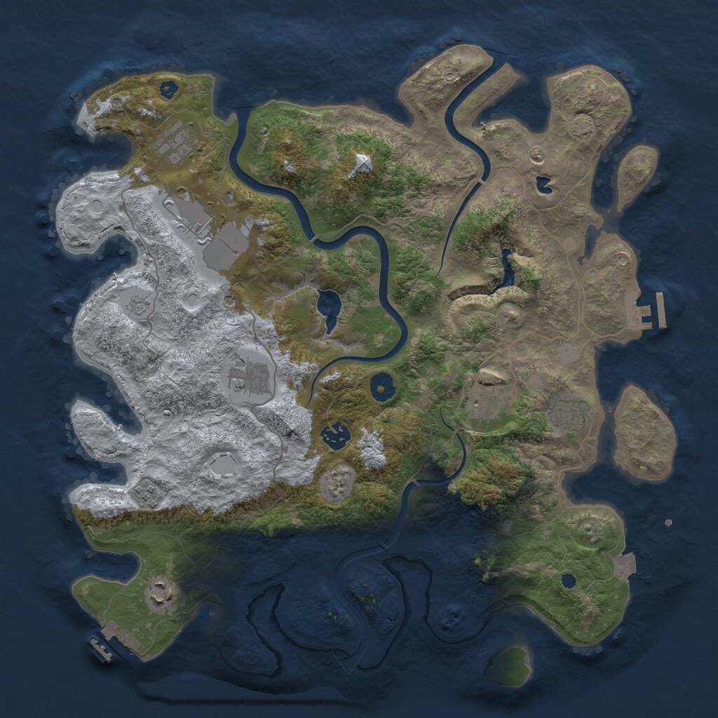 Rust Map: Procedural Map, Size: 4000, Seed: 154234, 14 Monuments