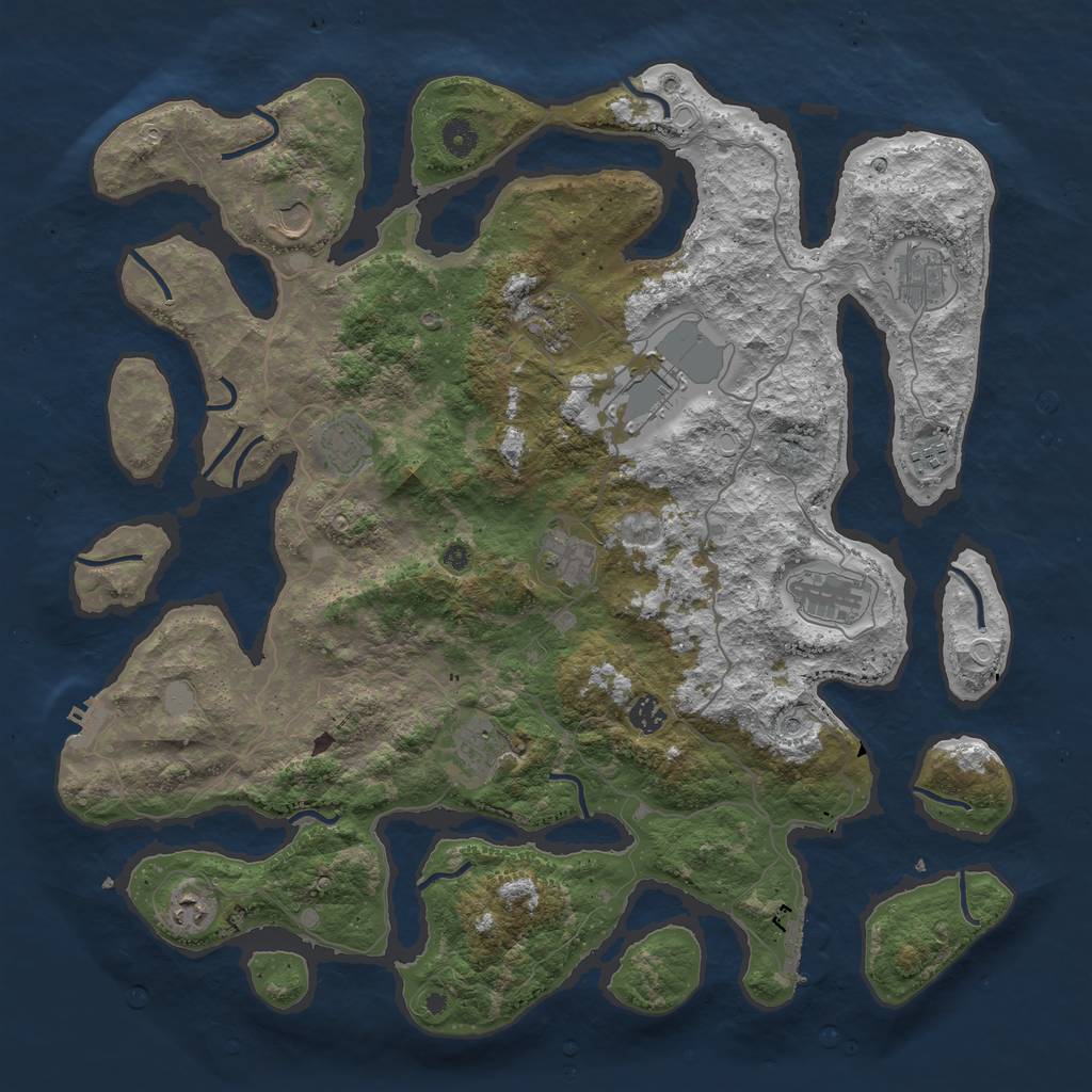 Rust Map: Procedural Map, Size: 4500, Seed: 208389532, 19 Monuments